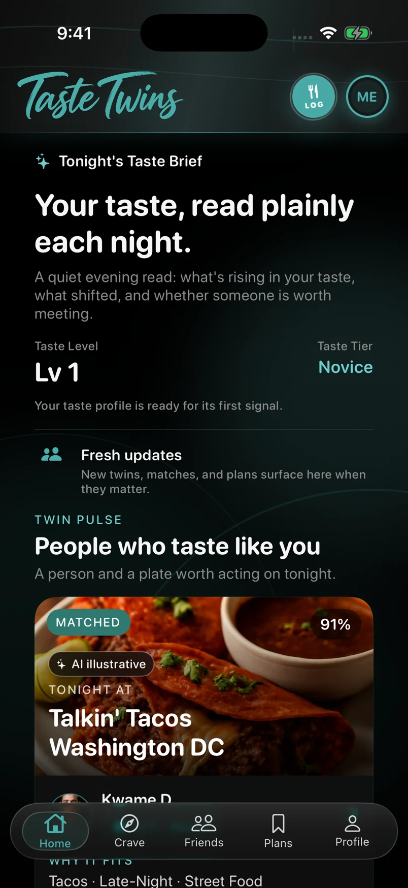 Sample content: Home screen in Oceanic mode